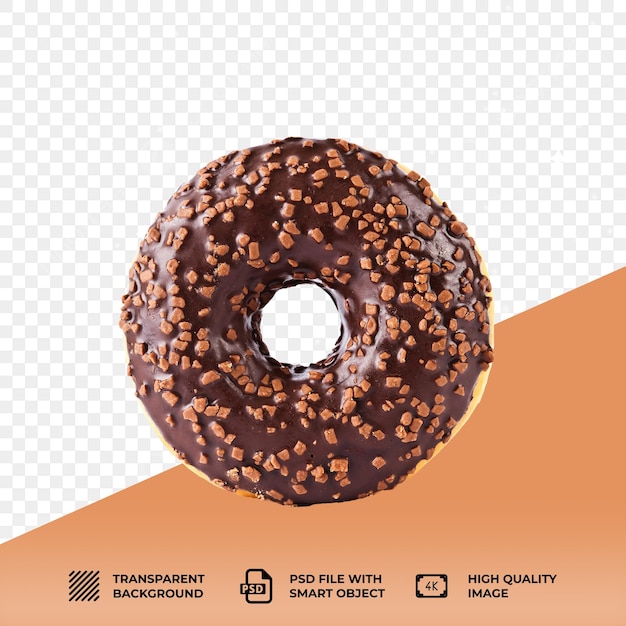 Donut de chocolate PSD aislado sobre un fondo transparente