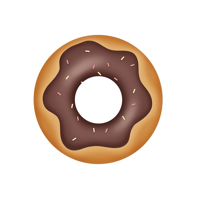 PSD donut com cobertura de chocolate e granulado isolado em fundo branco