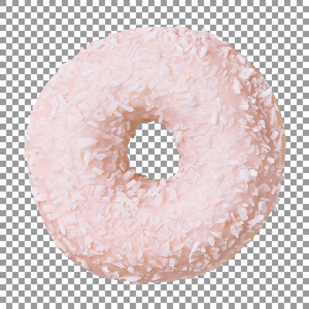 PSD donut com glacê rosa em fundo transparente