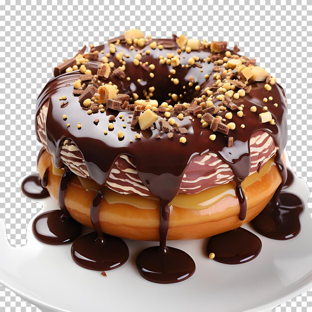 PSD donut de chocolate isolado sobre um fundo transparente