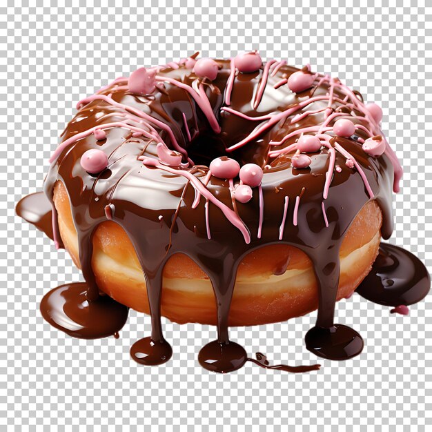 PSD donut de chocolate isolado sobre um fundo transparente