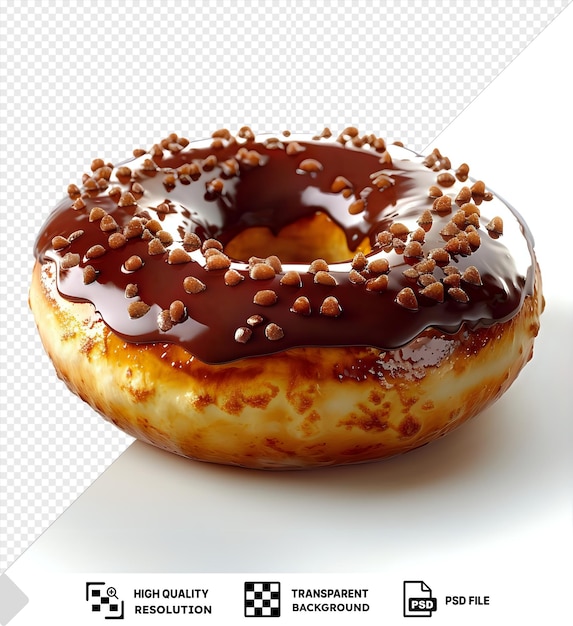 PSD donut de fundo transparente com esmaltado de chocolate isolado em fundo transparente donut com esmaltade de chocolate em fundo transparente png