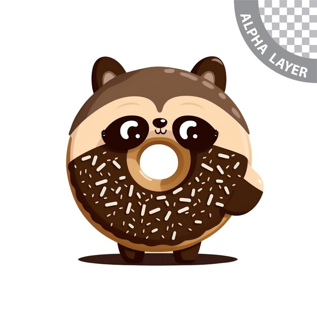 PSD donut de guaxinim kawaii