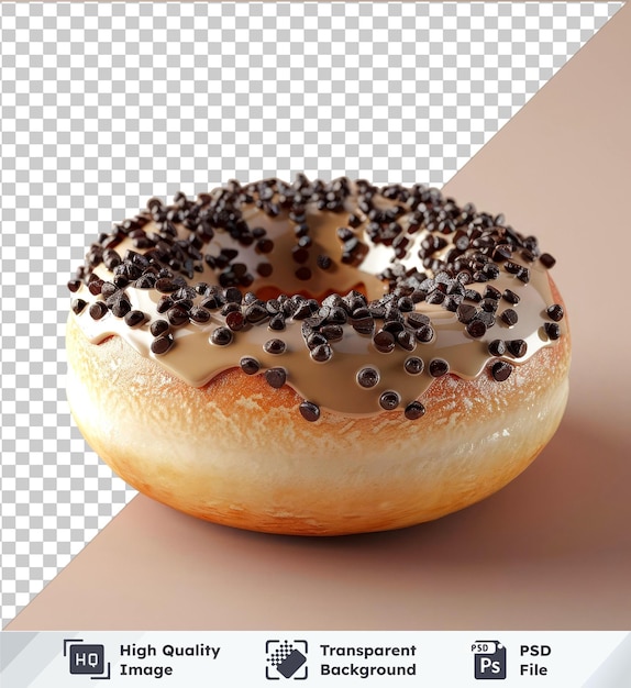 Donut de imagem psd transparente com chocolate isolado com caminho de corte