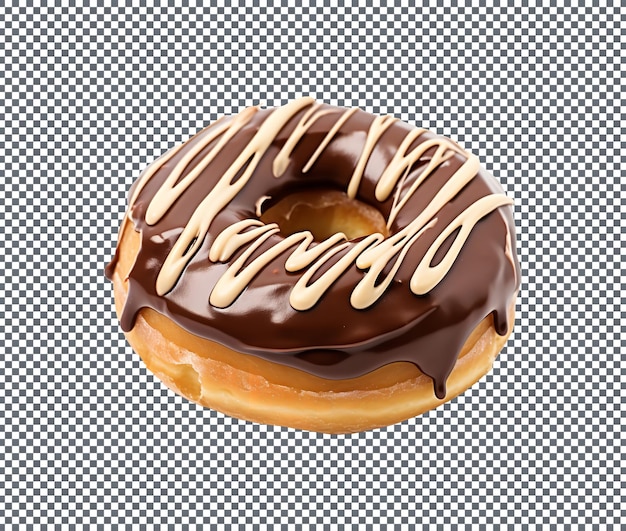 Donut dulce y delicioso con cubierta aislada en un fondo transparente