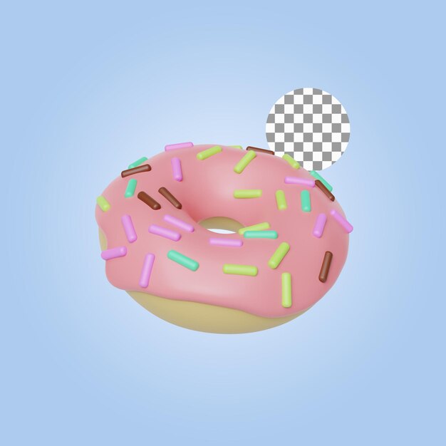 PSD donut avec glaçage et pépites illustration de rendu 3d