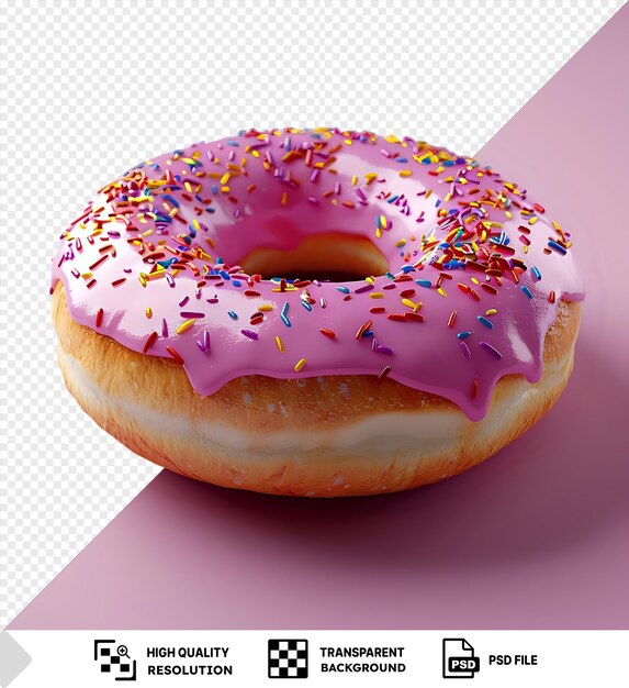 PSD donut isolado isolado com caminho de corte em um fundo rosa png