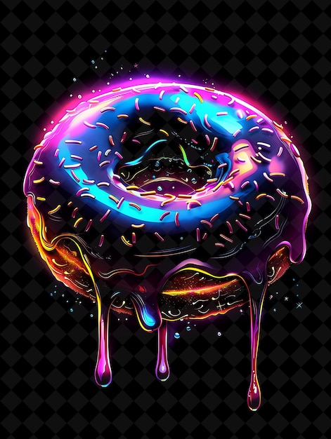 Donut de jalea brillante arreglado con fragmentos llenos de jalea Color de neón seco Comida Bebida Colección Y2K