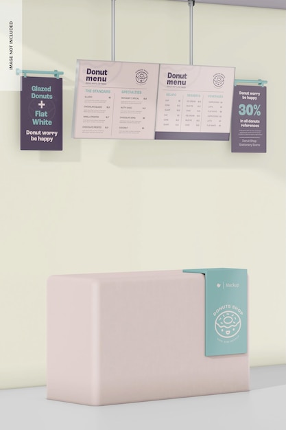 Donut Ladenschild Mockup Linke Ansicht