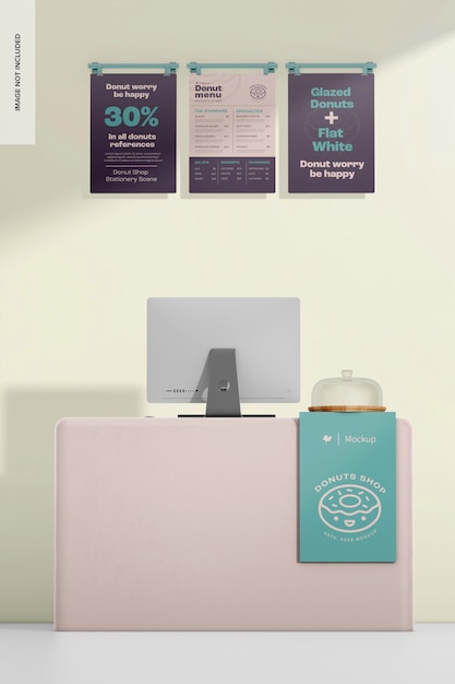 Donut Ladenschild Mockup Vorderansicht