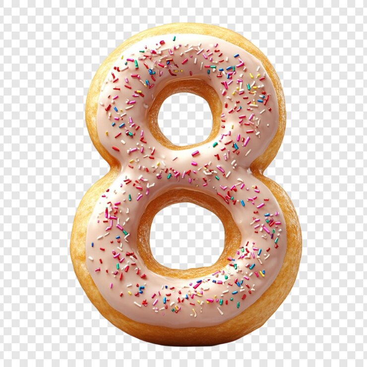 PSD el donut número ocho es un regalo dulce de la panadería sprinkles.