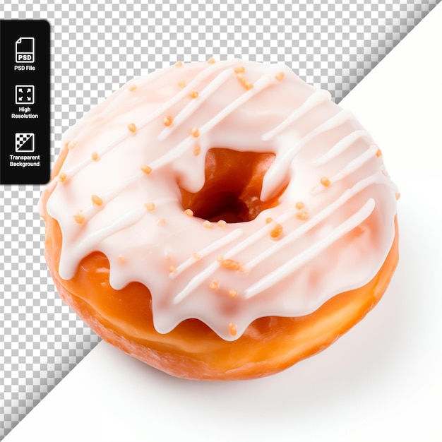 PSD donut de psd con esmaltado blanco aislado sobre un fondo transparente