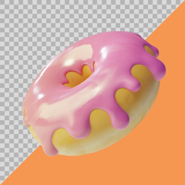 PSD donut rosado estilizado en 3d