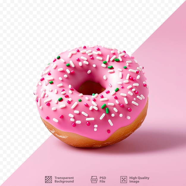 PSD un donut rose avec des éclaboussures et un fond rose avec un fond rose.