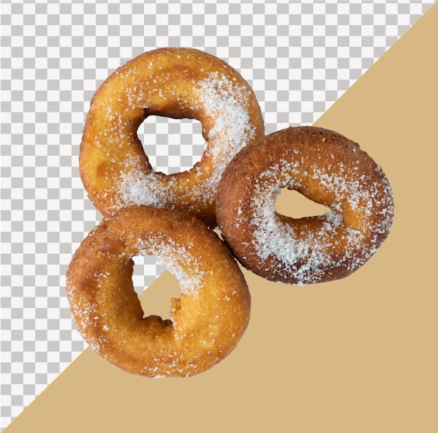 Donuts con azúcar sobre fondo blanco