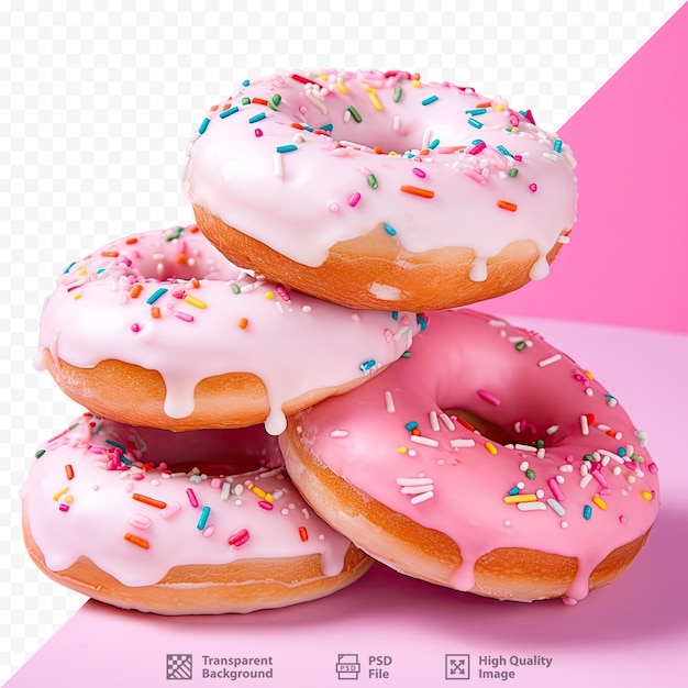 Donuts con glaseado de azúcar sobre fondo transparente