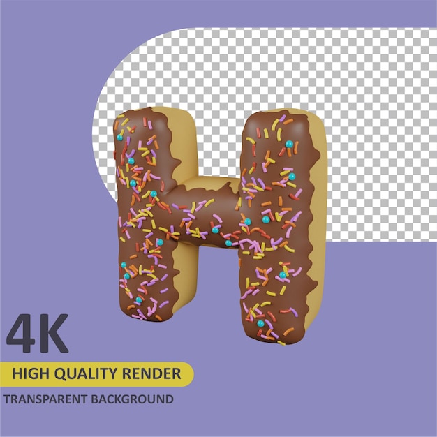 Donuts letra h cartoon renderização modelagem 3d