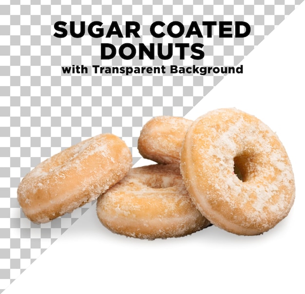 Donuts recubiertos de azúcar Foto PSD con fondo transparente