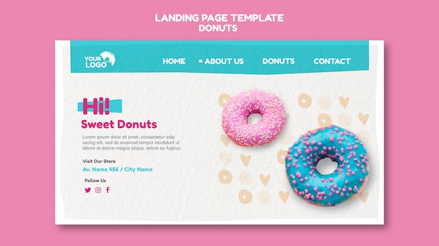 PSD donuts store template landing page