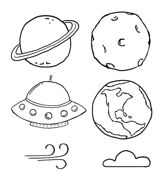 PSD doodle de l'espace dessiné à la main