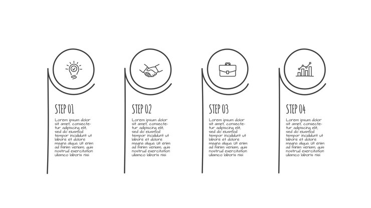 PSD doodle infographic circle elements with 4 options hand drawn icons editable illustration