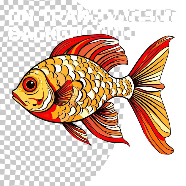 PSD doodle-skizze von fischen auf einem isolierten transparenten hintergrund