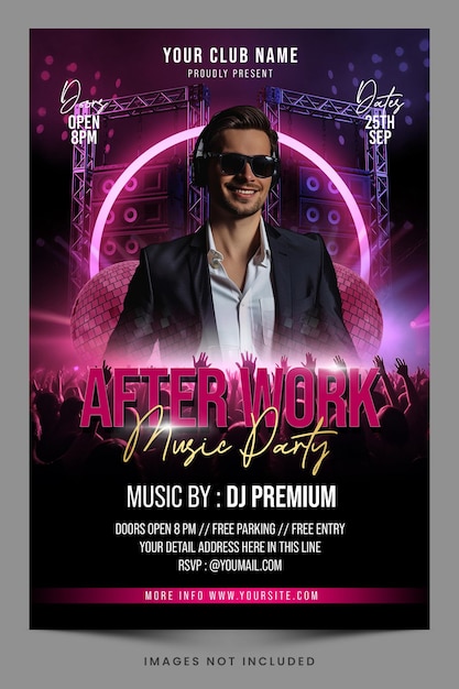 Dopo il lavoro Musica Partito Musicale PSD Flyer Template