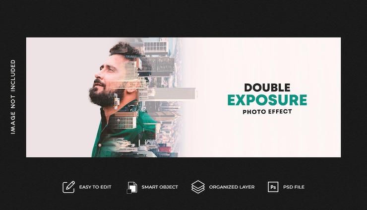 PSD doppelbelichtungs-fotoeffekt für social-media-cover