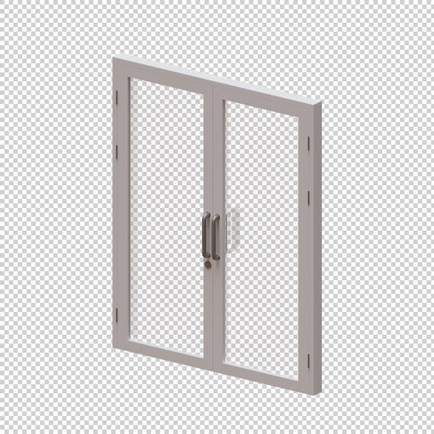 Doppelrahm-Glastür 3D-Render-Illustration Element 04