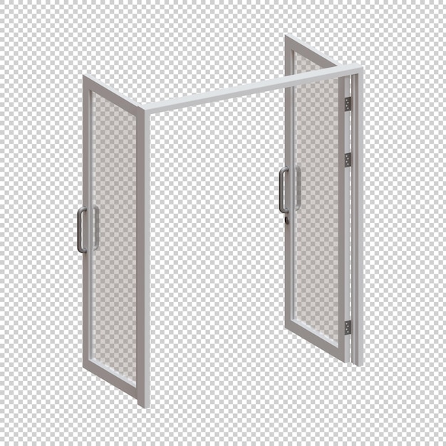Doppelrahm-Glastür 3D-Render-Illustration Element 07