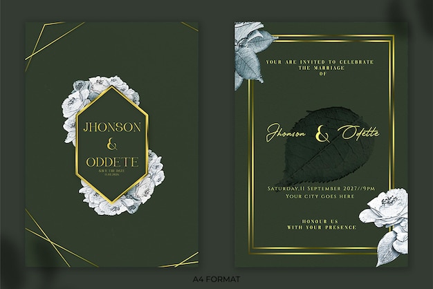Doppelseitige Hochzeitseinladungsvorlage
