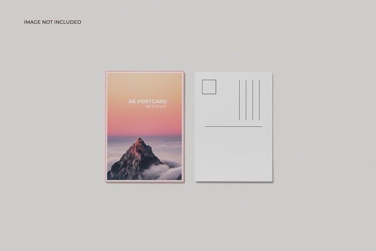 PSD doppelte a6-postkarte, vertikales mockup, ansicht von oben
