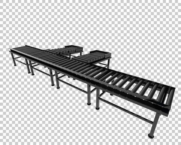 Dopravníkový pás izolovaný na průhledném pozadí, 3D renderování, ilustrace