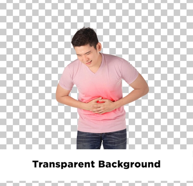 Dor de estômago isolada com fundo transparente