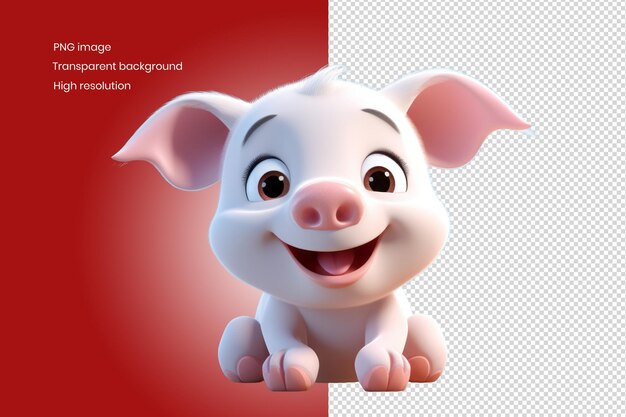 PSD dorable 3d piggy isolado em branco