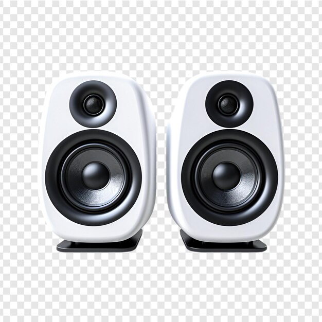 dos altavoces con uno que dice altavoces en la parte inferior