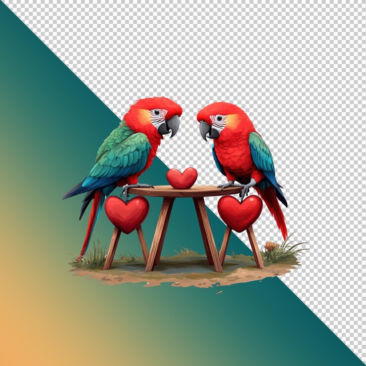 PSD dos araos escarlata enamorados una ilustración romántica del día de san valentín
