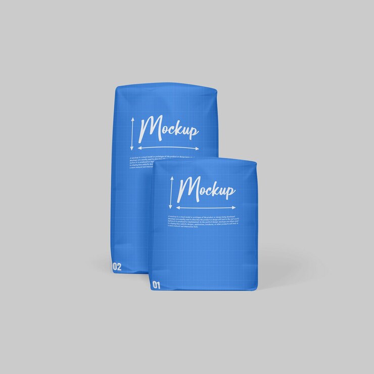 Dos bolsas azules con las palabras maqueta en ellas.