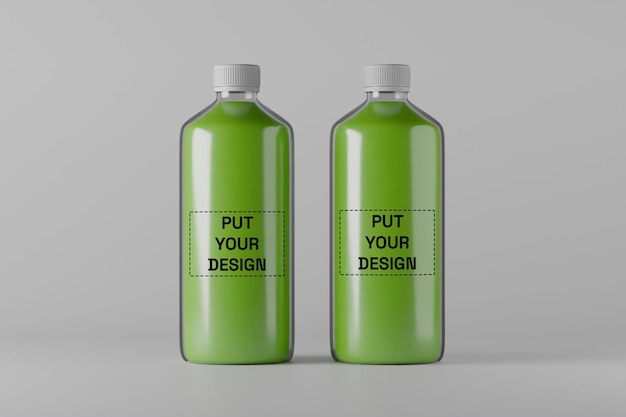 dos botellas verdes de poner su diseño en la parte inferior