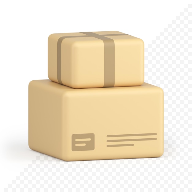 Dos cajas de cartón apiladas servicio de entrega postal icono 3d realista