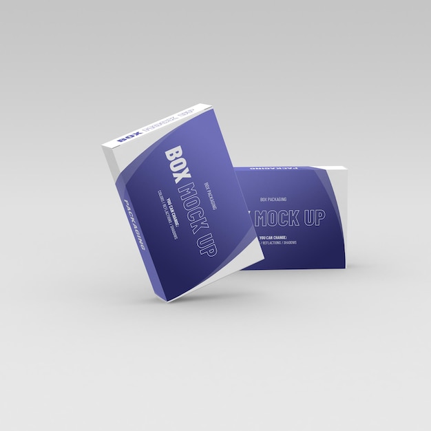 Dos cajas de cartón rectangulares que se pueden cambiar para la marca del producto. Fondo limpio.