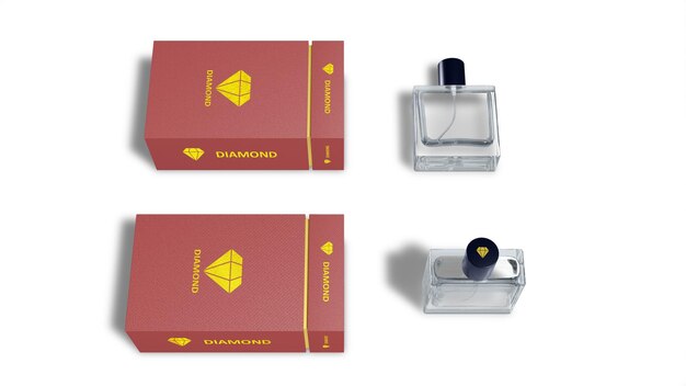 dos cajas diferentes de perfume y dos botellas de perfume