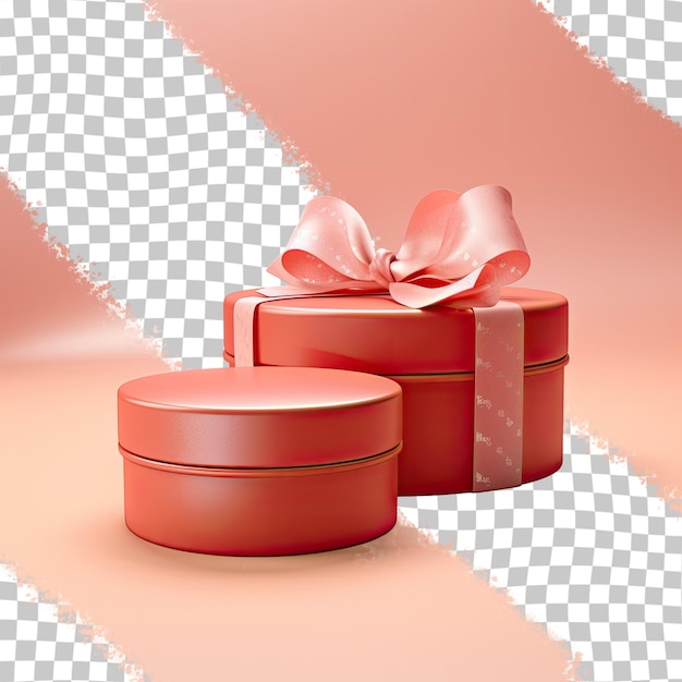 PSD dos cajas de regalo aisladas con forma redonda y cintas de fondo transparente