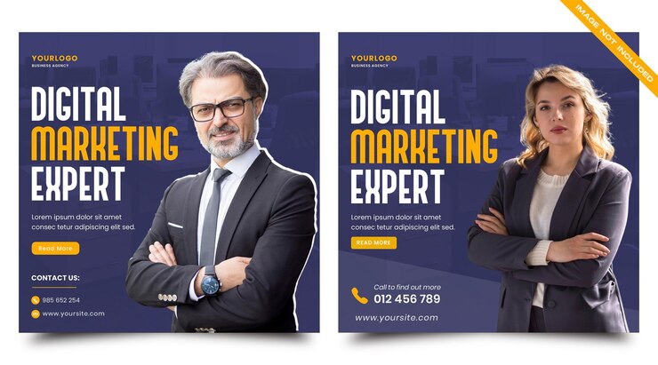 dos carteles de marketing digital para el marketing digital
