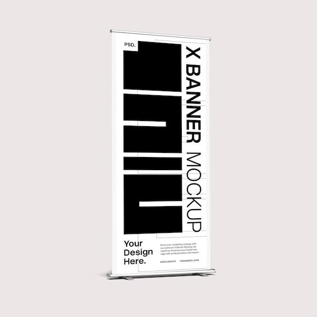 Dos carteles de visualización enrollados en blanco