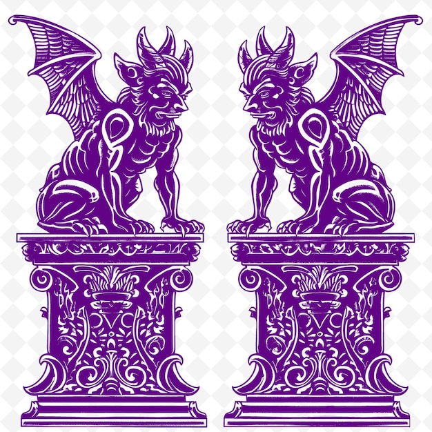 PSD dos columnas con un dragón en ellas con un fondo púrpura