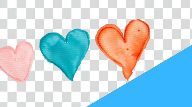 dos corazones coloridos con uno que dice "te quiero"