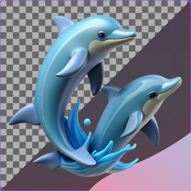 Dos delfines saltando en el agua