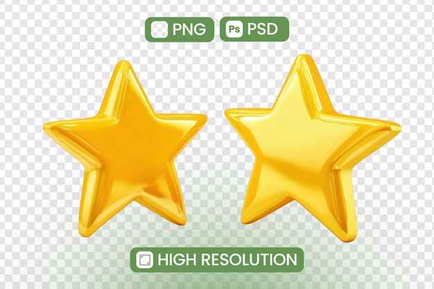 Dos estrellas doradas brillan brillantemente Símbolos de logro y éxito Elementos de diseño ganadores de premios