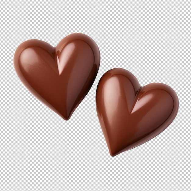 dos formas de amor simple chocolate sobre un fondo blanco
